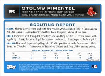2009 Bowman - Prospects Gold #BP6 Stolmy Pimentel Back