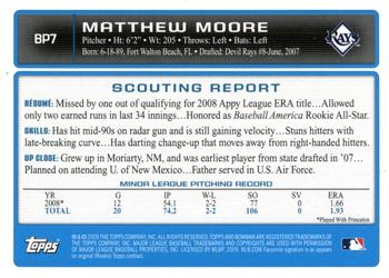 2009 Bowman - Prospects Gold #BP7 Matthew Moore Back