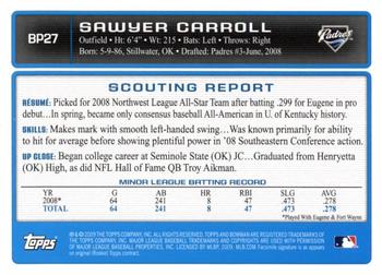 2009 Bowman - Prospects Gold #BP27 Sawyer Carroll Back