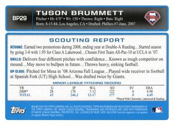 2009 Bowman - Prospects Gold #BP29 Tyson Brummett Back