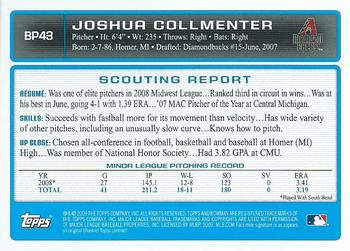 2009 Bowman - Prospects Gold #BP43 Joshua Collmenter Back