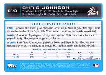 2009 Bowman - Prospects Gold #BP48 Chris Johnson Back