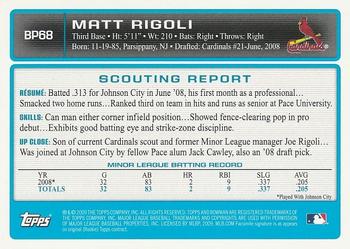 2009 Bowman - Prospects Gold #BP68 Matt Rigoli Back