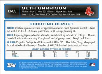 2009 Bowman - Prospects Gold #BP83 Seth Garrison Back