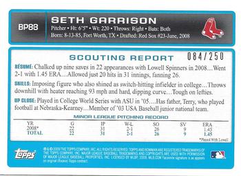 2009 Bowman - Prospects Orange #BP83 Seth Garrison Back