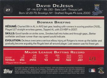 2009 Bowman - Red #27 David DeJesus Back