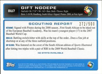 2009 Bowman - WBC Prospects Blue #BW7 Gift Ngoepe Back