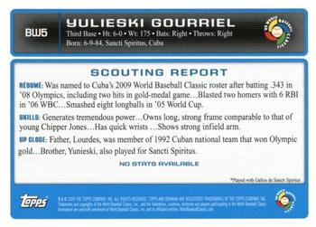 2009 Bowman - WBC Prospects Gold #BW5 Yulieski Gourriel Back