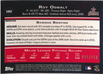 2009 Bowman Chrome - Blue Refractors #182 Roy Oswalt Back