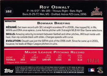 2009 Bowman Chrome - Gold Refractors #182 Roy Oswalt Back