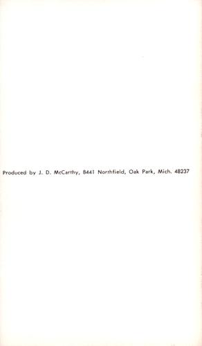 1969 JD McCarthy Postcards #NNO Mike Nagy Back