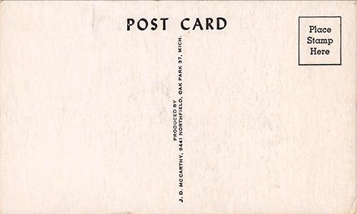 1962 JD McCarthy Postcards #NNO Bob Miller Back