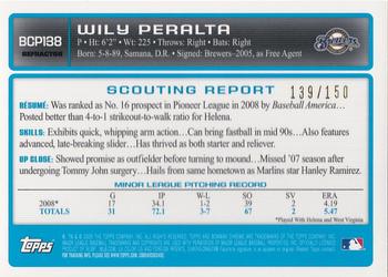 2009 Bowman Chrome - Prospects Blue Refractors #BCP138 Wily Peralta Back
