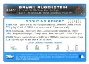2009 Bowman Chrome - Prospects Blue Refractors #BCP172 Bryan Augenstein Back