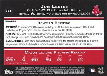 2009 Bowman Chrome - Refractors #89 Jon Lester Back