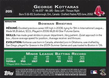 2009 Bowman Chrome - Refractors #205 George Kottaras Back