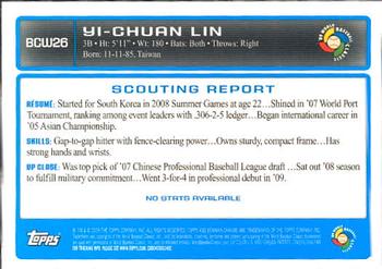 2009 Bowman Chrome - WBC Prospects #BCW26 I-Chuan Lin Back