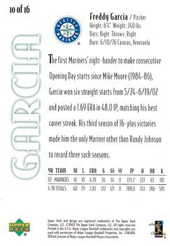 2003 Upper Deck Franz Snyder's Seattle Mariners #10 Freddy Garcia Back