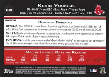 2009 Bowman Chrome - X-Fractors #188 Kevin Youkilis Back