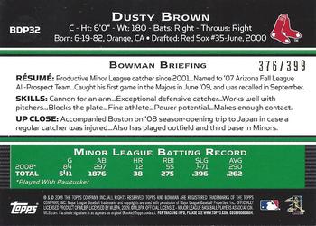 2009 Bowman Draft Picks & Prospects - Blue #BDP32 Dusty Brown Back