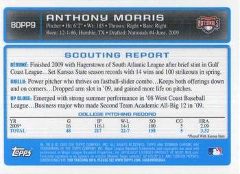 2009 Bowman Draft Picks & Prospects - Chrome Prospects #BDPP9 Anthony Morris Back