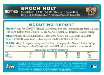 2009 Bowman Draft Picks & Prospects - Chrome Prospects #BDPP25 Brock Holt Back