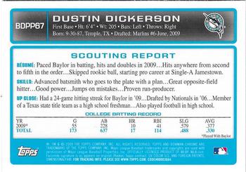 2009 Bowman Draft Picks & Prospects - Chrome Prospects #BDPP67 Dustin Dickerson Back