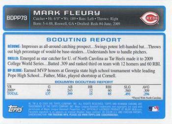 2009 Bowman Draft Picks & Prospects - Chrome Prospects #BDPP73 Mark Fleury Back