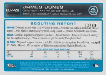 2009 Bowman Draft Picks & Prospects - Chrome Prospects Blue Refractors #BDPP29 James Jones Back