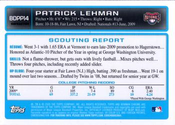 2009 Bowman Draft Picks & Prospects - Chrome Prospects Purple Refractors #BDPP14 Patrick Lehman Back