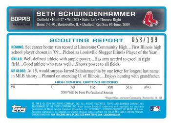 2009 Bowman Draft Picks & Prospects - Chrome Prospects X-Fractors #BDPP13 Seth Schwindenhammer Back