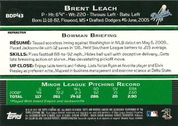 2009 Bowman Draft Picks & Prospects - Chrome Refractors #BDP43 Brent Leach Back