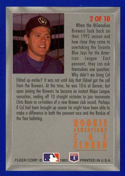1993 Fleer - Rookie Sensations (Series One) #2 Cal Eldred Back