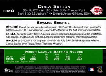 2009 Bowman Draft Picks & Prospects - Gold #BDP34 Drew Sutton Back