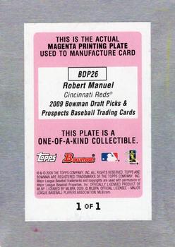 2009 Bowman Draft Picks & Prospects - Printing Plates Magenta #BDP26 Robert Manuel Back
