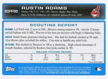 2009 Bowman Draft Picks & Prospects - Prospects #BDPP36 Austin Adams Back