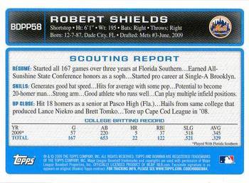 2009 Bowman Draft Picks & Prospects - Prospects #BDPP58 Robert Shields Back