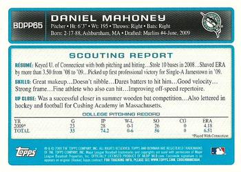 2009 Bowman Draft Picks & Prospects - Prospects #BDPP65 Daniel Mahoney Back