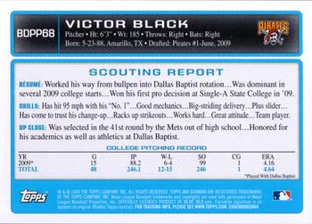2009 Bowman Draft Picks & Prospects - Prospects #BDPP68 Victor Black Back