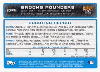 2009 Bowman Draft Picks & Prospects - Prospects #BDPP11 Brooks Pounders Back