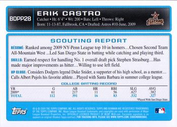 2009 Bowman Draft Picks & Prospects - Prospects Gold #BDPP28 Erik Castro Back