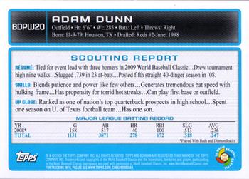 2009 Bowman Draft Picks & Prospects - WBC Prospects #BDPW20 Adam Dunn Back