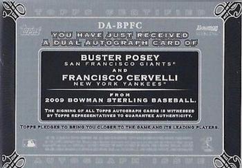 2009 Bowman Sterling - Dual Autographs #DA-BPFC Buster Posey / Francisco Cervelli Back