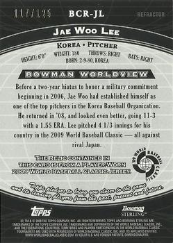 2009 Bowman Sterling - WBC Relics Blue Refractors #BCR-JL Jae Woo Lee Back