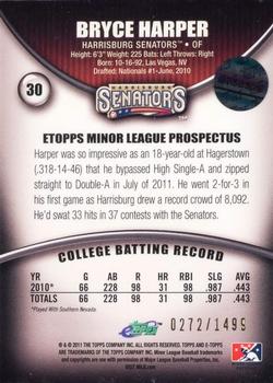 2010-11 Topps eTopps Minor League Prospectus #30 Bryce Harper Back