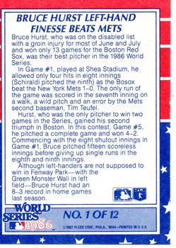 1987 Fleer - World Series Glossy #1 Left-Hand Finesse Beats Mets Back