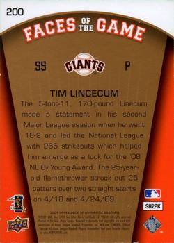 2009 SP Authentic - Silver #200 Tim Lincecum Back