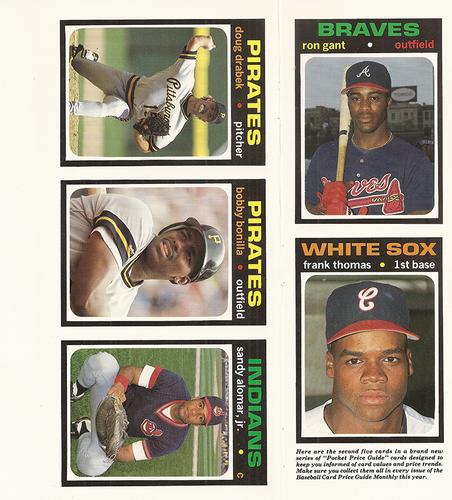 1991 SCD Baseball Card Price Guide Monthly - Panels #6-10 Ron Gant / Frank Thomas / Doug Drabek / Bobby Bonilla / Sandy Alomar Jr. Front