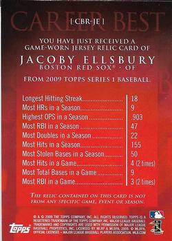 2009 Topps - Career Best Relics #CBR-JE Jacoby Ellsbury Back
