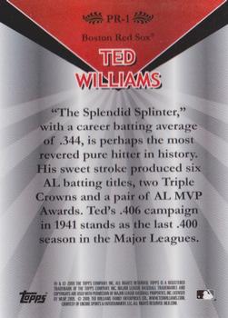 2009 Topps - Legends Chrome Platinum Refractor #PR-1 Ted Williams Back